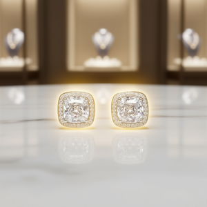 Orecchini E1751 in Oro Bianco con Diamanti Taglio Asscher, Gioielli Classici Naturali da Donna - Product Image 2