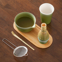Kit de Matcha en Céramique Style Japonais, Fouet et Cuillère en Bambou, Bols à Matcha en Porcelaine Cuite au Four, Ensemble de 7 Pièces, Coffret Cadeau