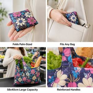 Bolsas de Compras Reutilizables, Plegables, con Estampado Floral, Paquete al por Mayor, Lavables, Ecológicas, que Caben en la Palma de la Mano, para Supermercado, Viajes, Picnic - Product Image 3