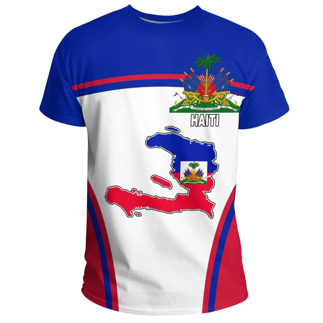 Promotional T-Shirts Haiti Logo Polynesia Print T Shirts Custom Printing Cheap Price Plus Size To 6XL Plain T Shirt High Quality