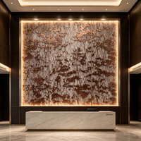 Panneau décoratif translucide en résine PETG sur mesure avec fil métallique en bronze intégré pour cloisons et plafonds