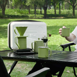 Kit de Café Árabe Para Viagem ao Ar Livre com 5 Peças, Bule, Moedor Manual e Cafeteira Coador, Cor Verde - Product Image 2