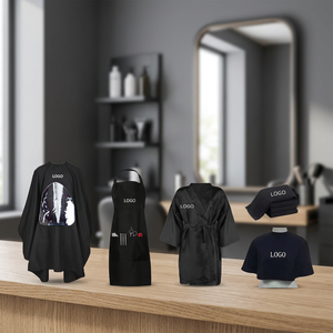 Cape de barbier personnalisée avec logo, tablier de coiffure, robe de salon, imperméable, en polyester, anti-adhésive, pour la coupe - Product Image 3