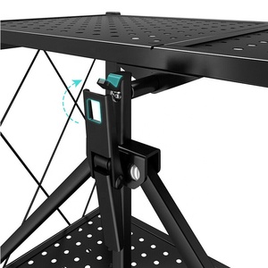 Tenice 5-Tier Foldable <strong>Standing</strong> <strong>Shelf</strong> <strong>Units</strong> Expandable Adjustable Storage Rack Metal Heavy Duty Storage <strong>Shelf</strong> Wheels Organizer - Product Image 5