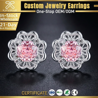 Blumen-Ohrringe für Frauen Rosa CZ Kamelie 925 Sterling Silber Milgrain Vintage Niedliche Ohrstecker Damenschmuck Geschenkset