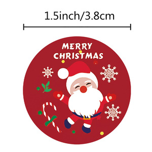 Rollos de Etiquetas Adhesivas Rojas de Papá Noel de Navidad de 3.8 cm al por Mayor, Decoración de Cajas de Regalo para Festividades, Etiquetas Adhesivas de Sellado de Feliz Navidad - Product Image 3
