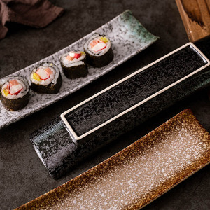 Assiette à <span class=keywords><strong>sushi</strong></span> rétro japonaise de 11 pouces, plateau rectangulaire en céramique créatif pour le dessert, assiettes en porcelaine à <span class=keywords><strong>sushi</strong></span>, pièces - Product Image 3