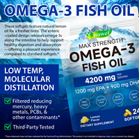 Itawel Marque Privée Sans Gluten Soutien Immunitaire 4200mg Huile de Poisson Oméga-3 Capsules Molles Soutien Cœur & Cerveau