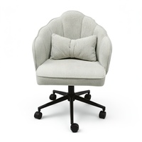 Chaise de bureau pivotante ST-8907 moderne, blanche, réglable en hauteur, avec roulettes, pour usage commercial et domestique