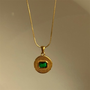 Vintage Women Charm <b>Necklace</b> Gold Plated Zircon Round Pendant <b>Necklaces</b> - Product Image 5