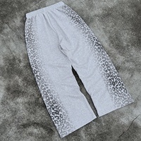SEMETAL Custom Leopard Printed Stacked Jogging Pants Heavyweight Cotton Flared Baggy Track Pants Oversized Men Sweatpants