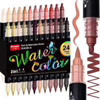 Marqueurs d'aquarelle à double pointe GuangNa GN8650D-24, 24 couleurs de peau nude, pour portraits et croquis, stylos d'art à base d'eau