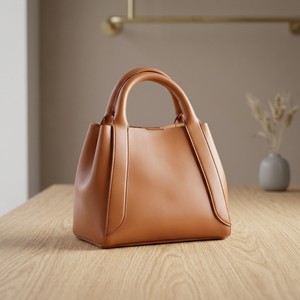 BS INTERNATIONAL Bolso de Mano de Cuero Genuino para Mujer, Diseño de Lujo, Color Marrón Pulido, Correa Cruzada Ecológica y Duradera, Cierre de Cremallera, 3L+ - Product Image 4