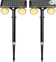 Lampe solaire à piquet, projecteur mural avec deux têtes réglables, lanterne solaire de sécurité pour jardin, cour, patio, clôture