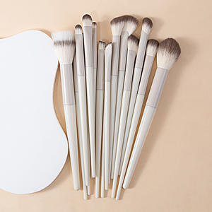 カスタマイズされたロゴベージュ化粧ブラシセット木製ハンドルフラットパウダー眉毛用途対応眉毛ペンシル - Product Image 3