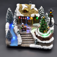 Nouveaux cadeaux 2021, grande musique, hiver, village enneigé, arbre de Noël, style maison, LED