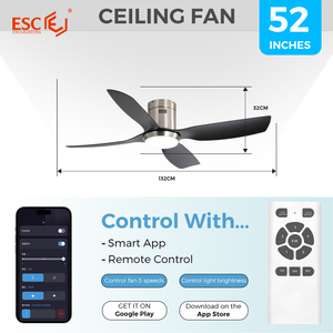 Thiết kế hiện đại Quạt trần Bộ dụng cụ ánh sáng điều khiển từ xa DC động cơ 5 Blades hiện đại quạt trần với LED ánh sáng - Product Image 2