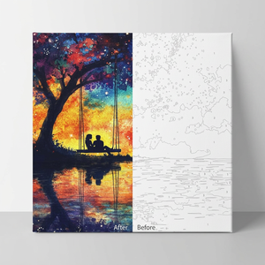 Kit Pittura a <span class=keywords><strong>Numeri</strong></span> Moderno Fai-da-Te, Stampa Digitale <span class=keywords><strong>su</strong></span> <span class=keywords><strong>Tela</strong></span> per Adulti, Paesaggi <span class=keywords><strong>con</strong></span> Laghi e Sogni, 30X40CM - Product Image 5