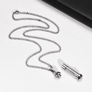 Kalung Wanita Pria Baja Anti Karat Kaca Pengumpul Pasir Bunga Botol Terbuka Liontin Kenangan Kalung Perhiasan Guci Kremasi - Product Image 5