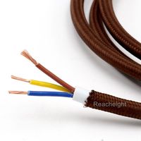 Kabel Listrik PVC 3 Inti Terlilit 0.75mm2, Kabel Tekstil Vintage, Kabel Kain untuk Lampu Gantung