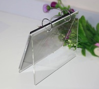 Cadre photo en plastique acrylique transparent de haute qualité avec clips circulaires en métal et 6 supports rabattables