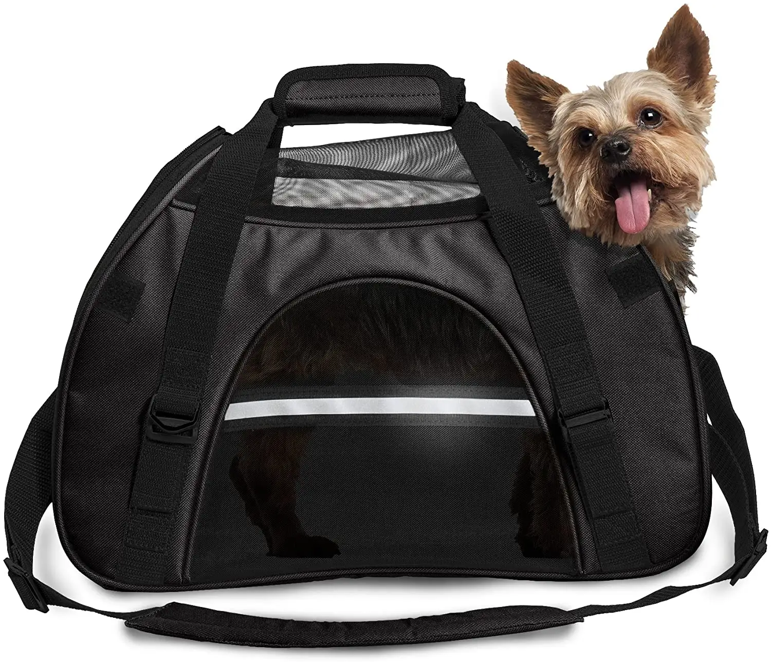 Custom Airline Approved Travel Collapsible Portable Reflective Messenger Sling Shoulder Tote Dog Cat Carry Bags Pet Carrier Bag