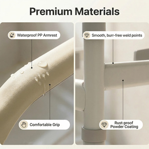 Barre d'appui pour toilettes, réglage de la hauteur sur 5 niveaux, capacité de 150 kg, main courante antidérapante pour personnes âgées, équipement de sécurité pour salle de bain - Product Image 4