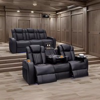Ensemble de canapés inclinables électriques modernes de luxe en cuir blanc avec télécommande et fonction extensible pour cinéma maison VIP