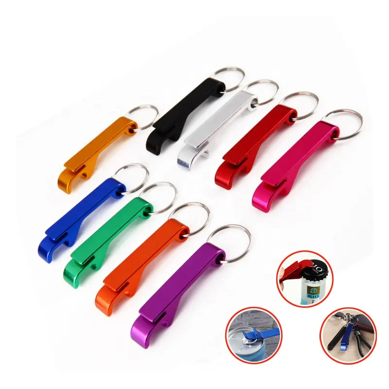 Customized Mini Portable Pocket Metal Bar Tools Bottle Opener Aluminum Key Ring Keychain Beer Bottle Opener