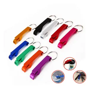 Aangepaste Mini Draagbare Pocket Metal Bar Gereedschap Flesopener Aluminium Sleutelhanger Sleutelhanger Bier Flesopener