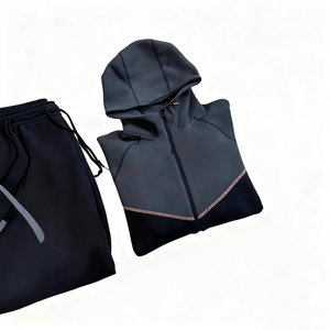 Tuta sportiva Casual da uomo 2025 con cappuccio camicia con cerniera coulisse in maglia di cotone con motivo stampato pantaloni estivi in gomma da stampa autunno primavera - Product Image 6