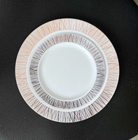 Ensembles de vaisselle or rose, assiettes jetables en plastique, ustensiles très résistants, vaisselle jetable en plastique pour fête et mariage
