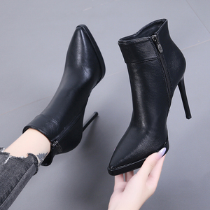 Autumn and Winter 2025 New Pointed Ultra-high Heel Ankle <b>Boots</b> Thin Heel Plush Single <b>Boots</b> Short <b>Boots</b> - Product Image 6