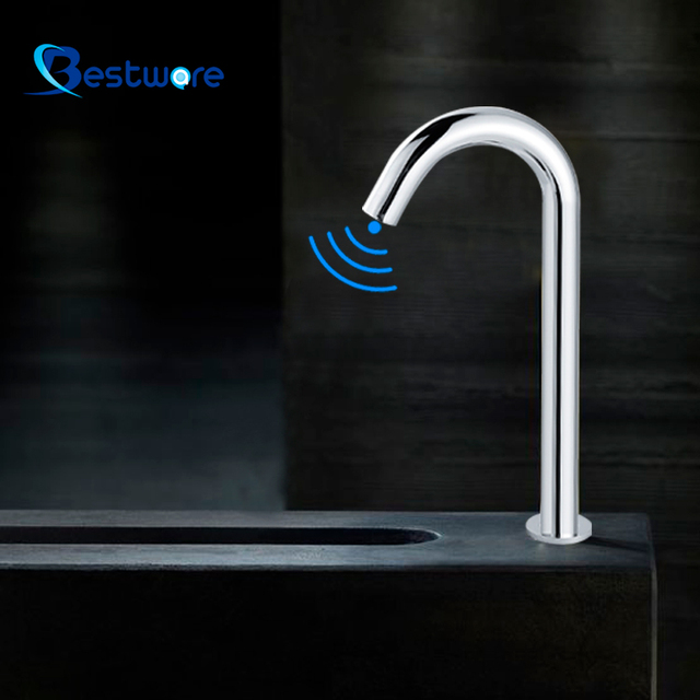 Automatic Brass Basin Water Sensor Faucet Single-Hole Deck Mounted Single-Handle Self-Closing Bathroom Tap Touchless Water Tap