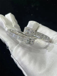 Pulseras de Acero Inoxidable con Cadena Cuadrada VVS y Moissanita de Corte Cojín, Joyería de Moda - Product Image 5