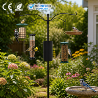 Mangeoire à oiseaux multi-hameçons JH-Mech avec poteau et vis de fixation au sol, station pour oiseaux, OEM ODM, mangeoire à oiseaux en métal personnalisée pour l'extérieur, résistante aux écureuils