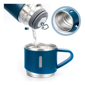 Ensemble de thermos en acier inoxydable avec 2 tasses, thermos de 500 ml pour le thé et le café, conservation au chaud et au froid pendant 12 heures, design minimaliste - Product Image 6
