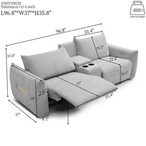 Ensemble de <span class=keywords><strong>canapé</strong></span> inclinable <span class=keywords><strong>électrique</strong></span> 3 + 2 places Salon Chaises inclinables <span class=keywords><strong>électrique</strong></span>s en tissu Ensemble de <span class=keywords><strong>canapé</strong></span> avec console de rangement USB Porte-gobelet - Product Image 5