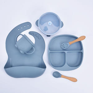 ชุดอาหารเด็กทำจากซิลิโคนเนื้อนุ่ม จานอาหารแบ่งส่วนพร้อมจุกดูด ป้องกันการลวกและป้องกันการตกหล่น - Product Image 2