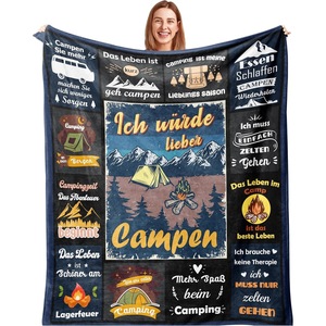 <b>Blue</b> Vintage Fishing Poster Flannel <b>Blanket</b> <b>Throw</b> <b>Blanket</b> Nap <b>Blanket</b> Cozy Warm Super Soft for Bed Sofa Couch Custom Print - Product Image 5