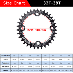 DECKAS <span class=keywords><strong>104</strong></span> <span class=keywords><strong>BCD</strong></span> chainrings צר רחב שרשרת טבעת חלקי crankset 32T/34T/36T/38T MTB כביש אופני אופניים שרשרת טבעת - Product Image 2