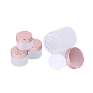 Pots en verre cosmétiques transparents givrés de 1 oz et 2 oz avec couvercles dorés - Product Image 5