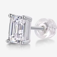 Nouvelles Boucles d'Oreilles Simples et Élégantes en Argent 925 pour Femme, Sensation Haut de Gamme, Diamant de Laboratoire Taille Émeraude, Très Vendues sur TikTok Live