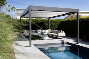 Pergola motorisée en aluminium magique 4x6, toit ouvrant, <span class=keywords><strong>abri</strong></span> contre la pluie, pare-soleil, à lames orientables, imperméable, coupe-vent, balcon, cour extérieure - Product Image 2