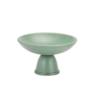 Plato de cerámica para frutas con pedestal, redondo, de color sólido, estilo retro, con soporte para fiestas y cenas. - Product Image 5