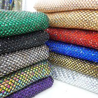 SH008 Haute Couture Cristal Strass Maille Scintillant Violet Carré Diamants Strass Net Tissu