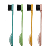 Peigne à queue de rat en plastique de paille de blé, mini brosse double face pour le contrôle des bords, imperméable, jetable, pour usage domestique