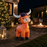 Vache gonflable pour décorations de Noël sur le thème de la ferme, adorable vache Highland pour jardins extérieurs et décorations de fête à LED