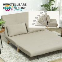 Sofá Cama Seccional Moderno de Dos Plazas con Respaldo Reclinable, 130x78cm, Beige, Estilo Lendenkissen, Aspecto de Terciopelo, Garantía de 5 Años