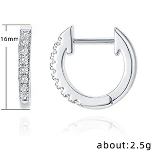 Orecchini a Cerchio Minimalisti Classici da Donna con Pietre Scintillanti, in Rame, Geometria, per Uso Quotidiano, Gioielli alla Moda, Vendita all'Ingrosso - Product Image 4
